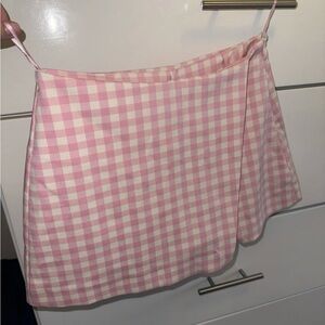 Zara Pink Checkered Mini Skirt